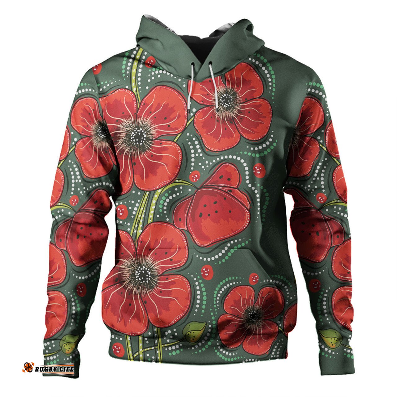 australia aboriginal hoodie - aboriginal style australian poppy flower background hoodie