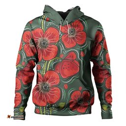 australia aboriginal hoodie - aboriginal style australian poppy flower background hoodie