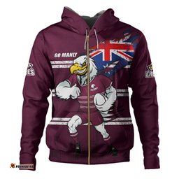 manly warringah sea eagles hoodie custom for die hard fan australia flag scratch style