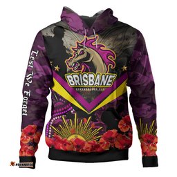 brisbane broncos anzac custom hoodie - remembrance anzac day broncos aboriginal inspired hoodie