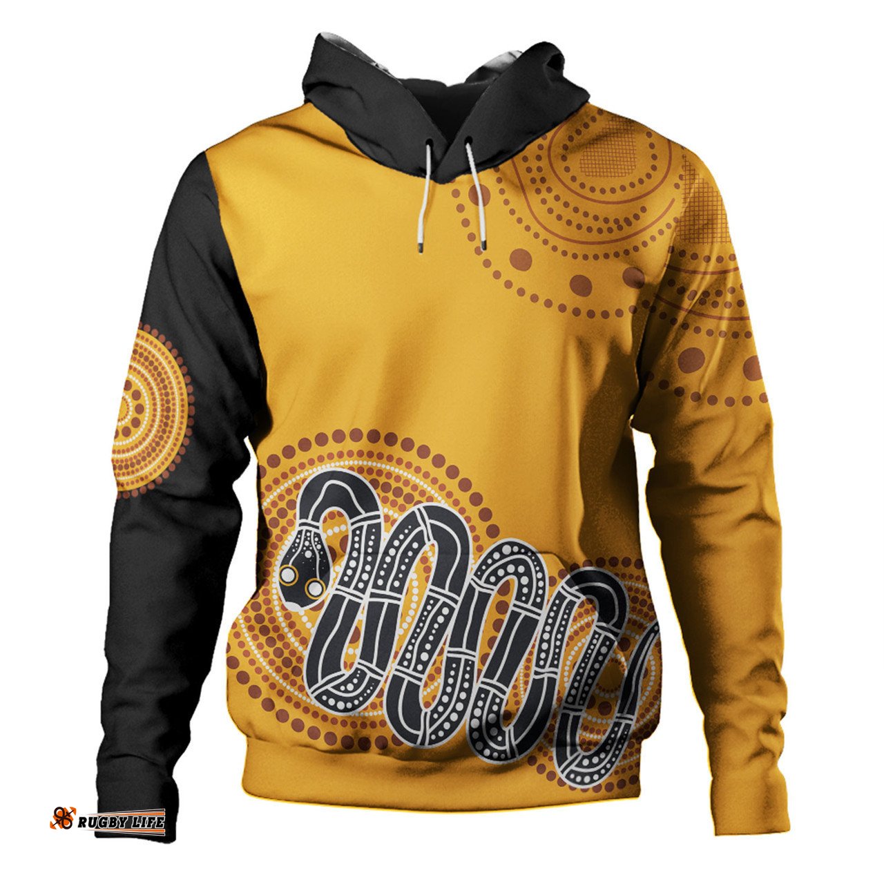 australia aboriginal custom hoodie - orange rainbow serpent dreaming inspired hoodie