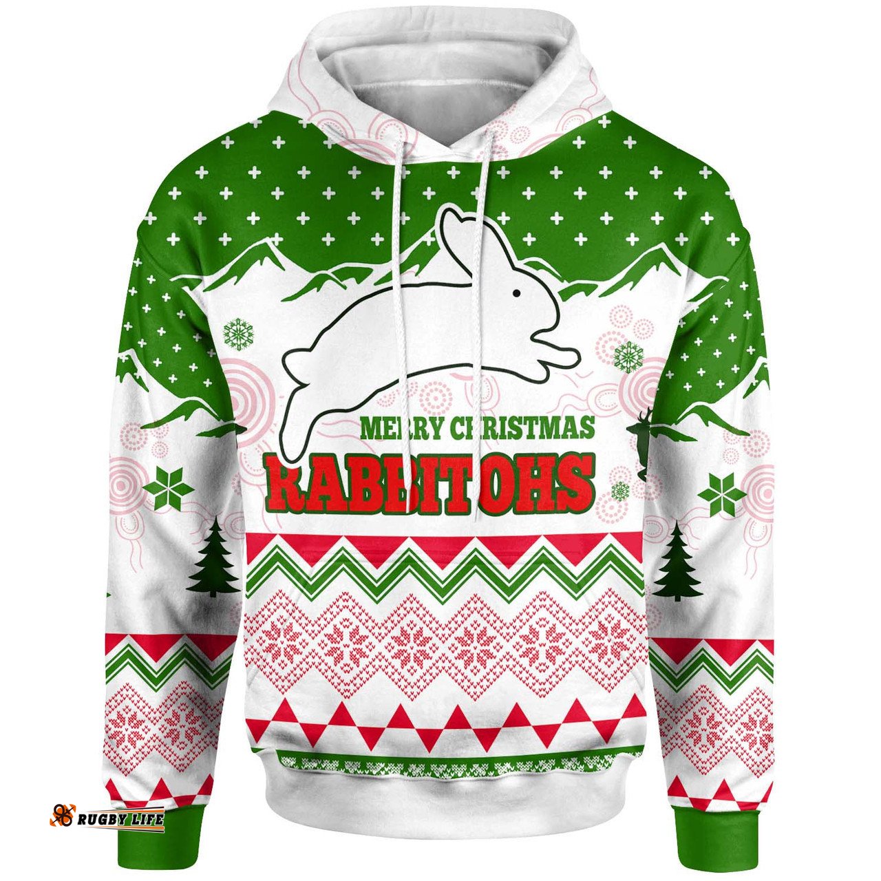 south sydney rabbitohs hoodie - custom merry christmas south sydney rabbitohs aboriginal inspired culture hoodie