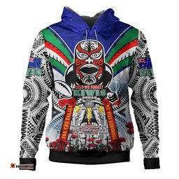 new zealand warriors anzac custom hoodie - remembrance kiwis lest we forget anzac poppy hoodie