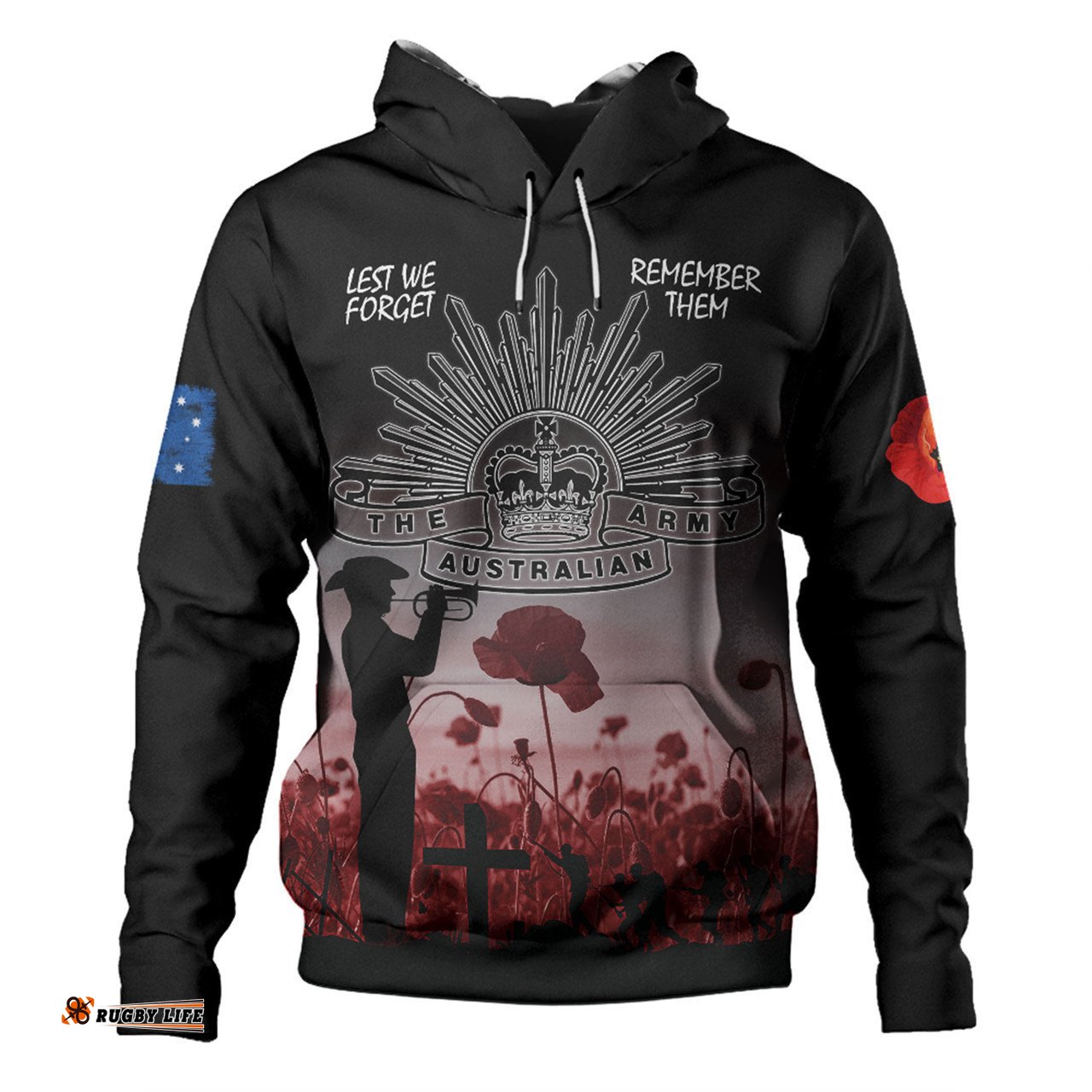 australia anzac day hoodie - lest we forget red hoodie