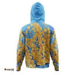australia golden wattle hoodie - golden wattle blue background oil painting art hoodie