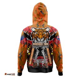 wests tigers anzac custom hoodie - remembrance wests tigers anzac day with poppy flower