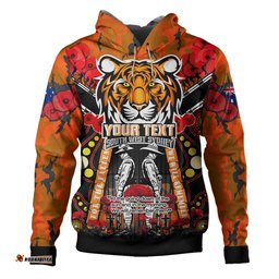 wests tigers anzac custom hoodie - remembrance wests tigers anzac day with poppy flower