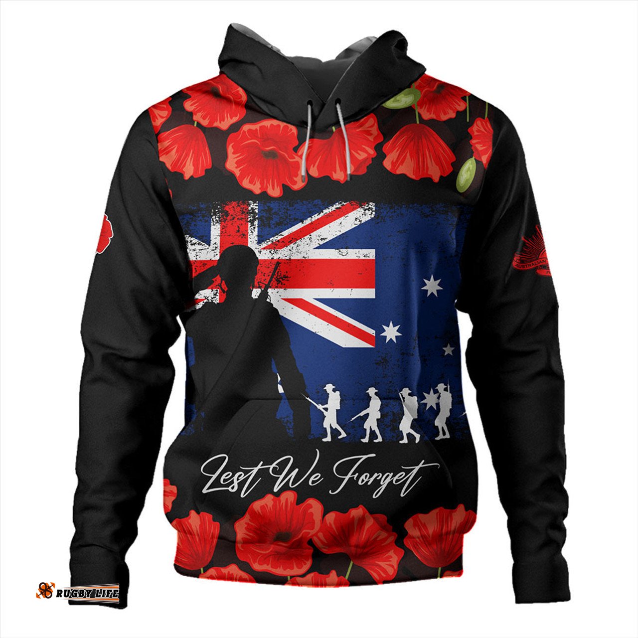 australia hoodie anzac day lest we forget grunge flag