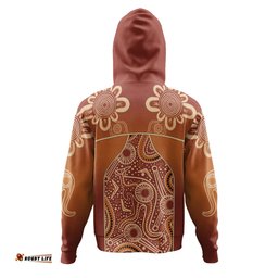 australia aboriginal custom hoodie - brown kangaroo in aboriginal dot art hoodie