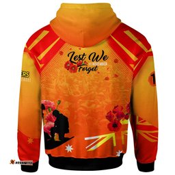 wests tigers hoodie - custom wests tigers remembrance day lest we forget poppies hoodie