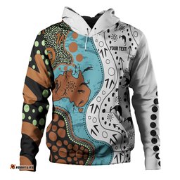 australia aboriginal custom hoodie - aussie indigenous hunting season with kangaroo dot art hoodie