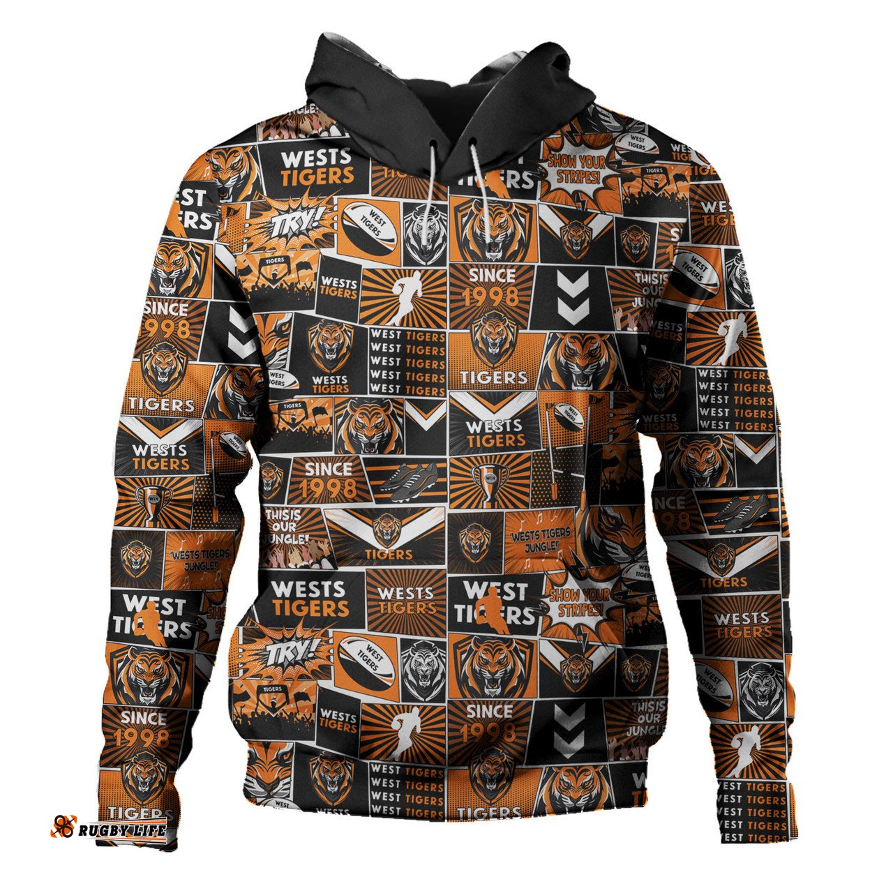 wests tigers hoodie - team of us die hard fan supporters comic style