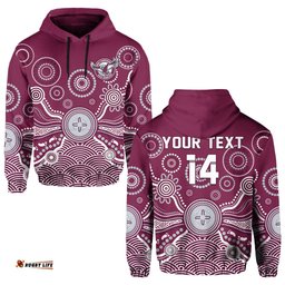 custom text and number sea eagles hoodie manly warringah 1946 indigenous painting