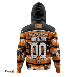 wests tigers hoodie - eat sleep repeat with tropical patterns