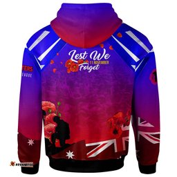 sydney roosters hoodie - custom sydney roosters remembrance day lest we forget poppies hoodie
