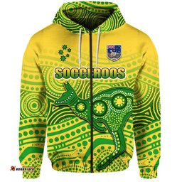 australia aboriginal soccer zip up and pullover hoodie kangaroo socceroos art style