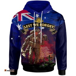 australia anzac day hoodie custom lest we forget rosemary soldier anzac spirit hoodie