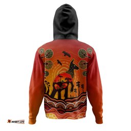 australia hoodie aboriginal indigenous kangaroo with dot painting pattern