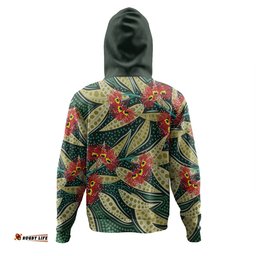 australia flowers aboriginal hoodie - aboriginal dot art of australian native eucalyptus plant hoodie