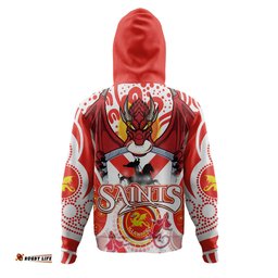 st. george illawarra dragons custom hoodie - saints with aboriginal inspired dot art hoodie