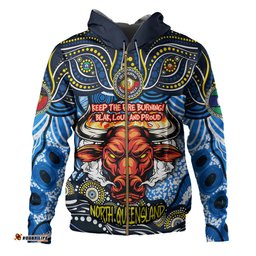 north queensland cowboys hoodie celebrating naidoc week 2024 aboriginal dot art inspired