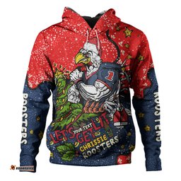 sydney roosters christmas custom hoodie - let's get lit chrisse pressie hoodie