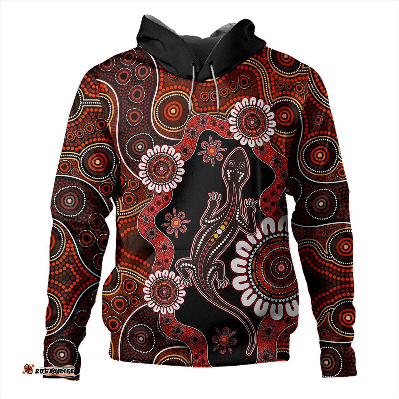 australia hoodie aboriginal inspired lizard dot painting