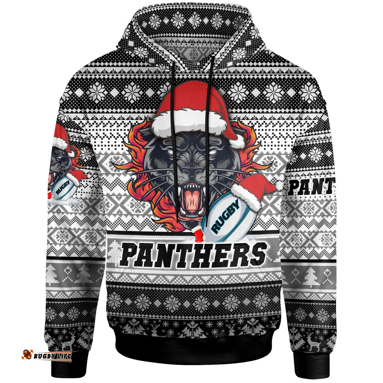penrith panthers hoodie - custom penrith panthers mascot knitted christmas patterns hoodie