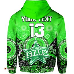 custom text and number melbourne stars hoodie cricket aboriginal