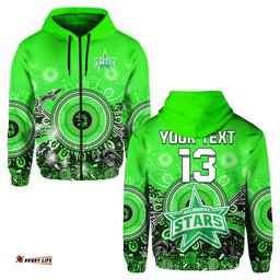 custom text and number melbourne stars hoodie cricket aboriginal