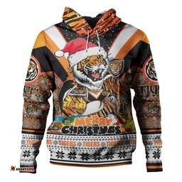 wests tigers christmas custom hoodie - tigers santa aussie big things hoodie