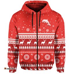 custom personalised dolphins rugby hoodie christmas redcliffe