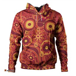 australia aboriginal hoodie - red aboriginal dot art inspired hoodie