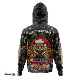 wests tigers christmas custom hoodie - merry christmas our beloved team with aboriginal dot art pattern hoodie