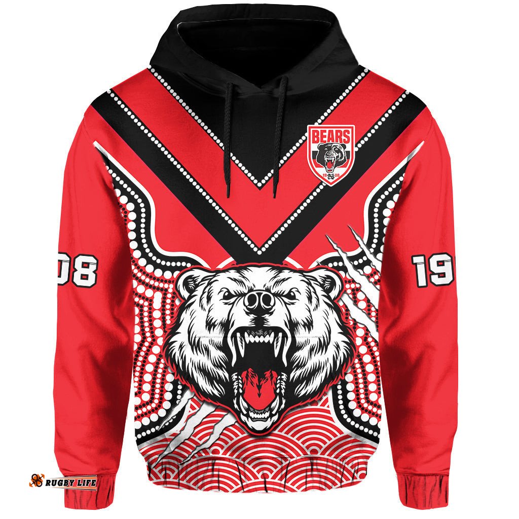 north sydney rugby hoodie bears 1908 indigenous pattern