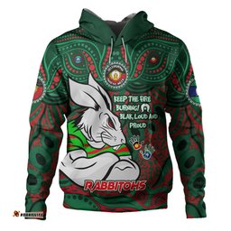 south sydney rabbitohs hoodie celebrating naidoc week 2024 aboriginal dot art inspired