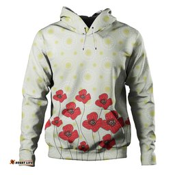 australia aboriginal hoodie - poppy flowers background in aboriginal dot art style hoodie