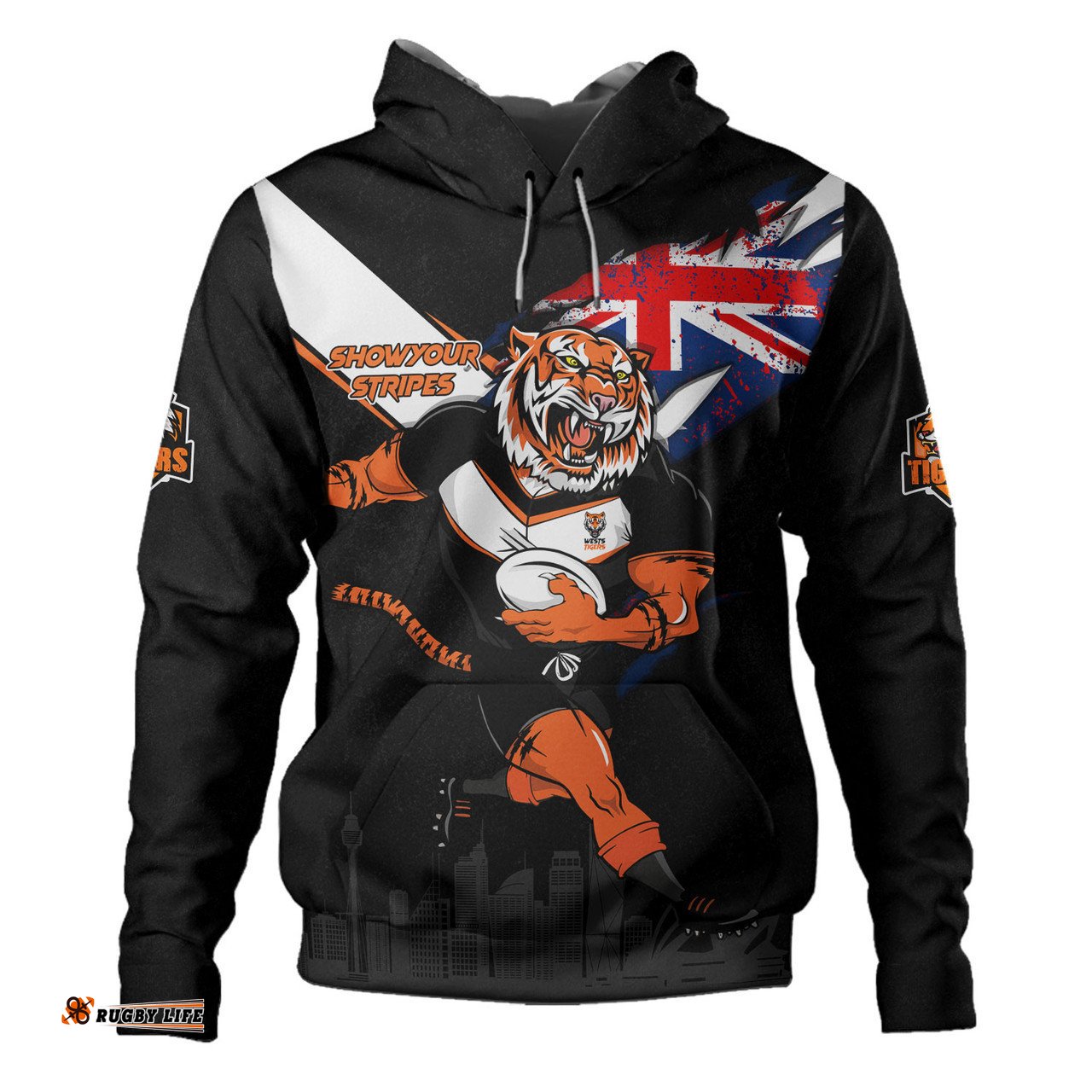 wests tigers hoodie custom for die hard fan australia flag scratch style
