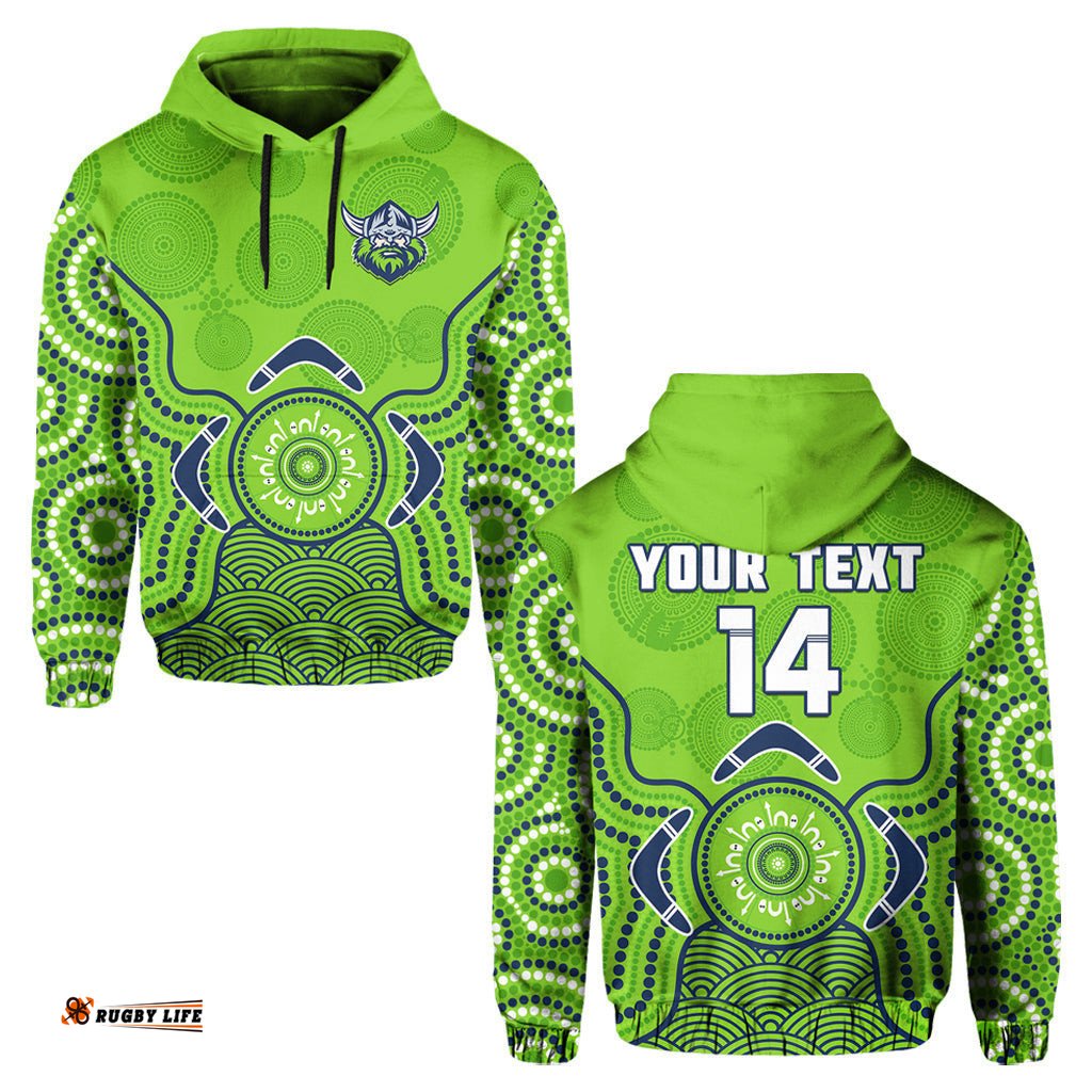 custom text and number raiders rugby hoodie the green machine indigenous artsy