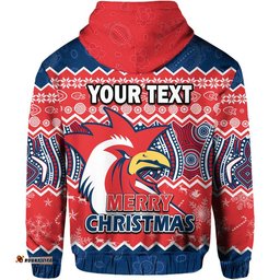 custom personalised sydney aboriginal roosters christmas vibe zip up and pullover hoodie