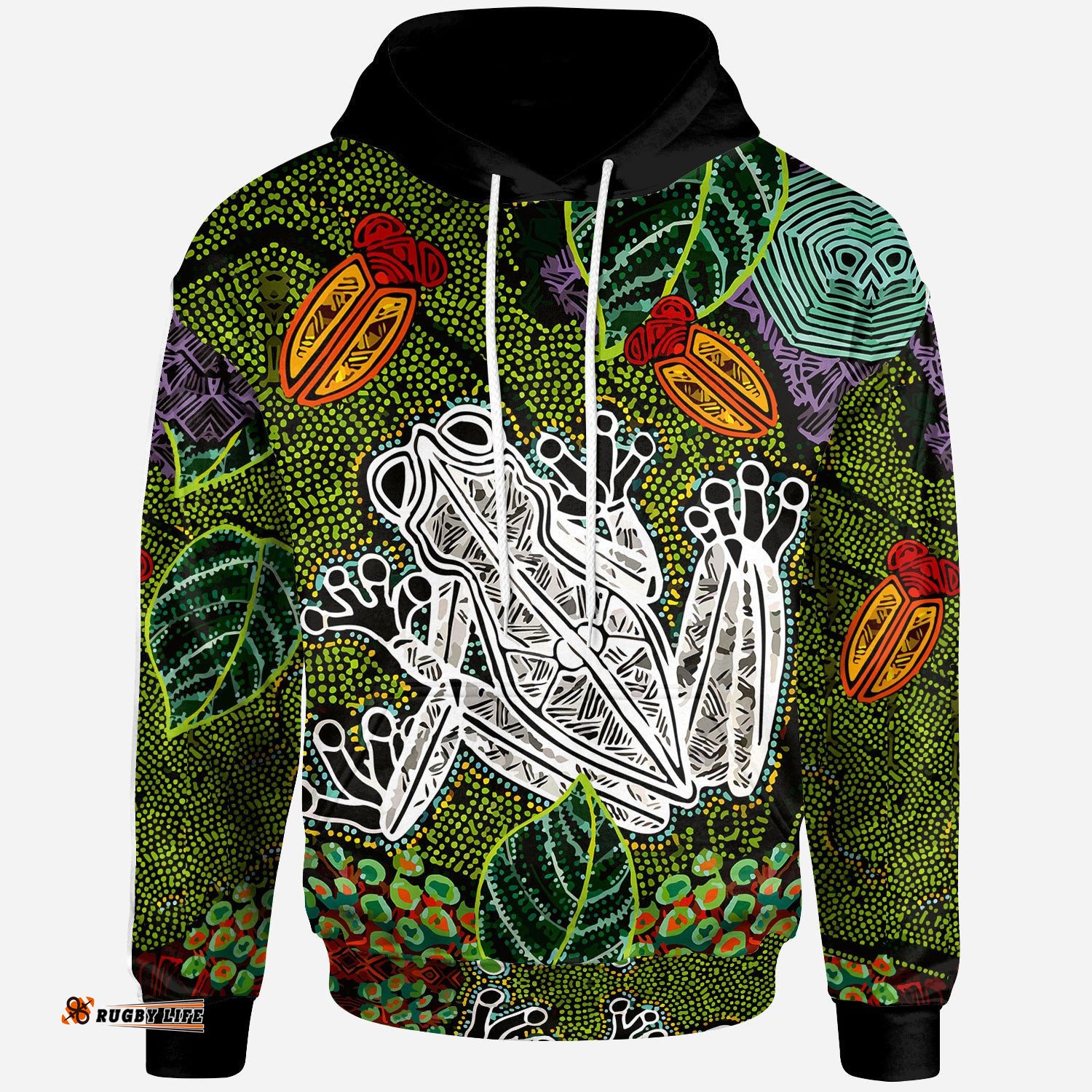 australia aboriginal inspired hoodie custom indigenous watercolor dot art frog hoodie