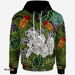 australia aboriginal inspired hoodie custom indigenous watercolor dot art frog hoodie