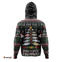 australia christmas fishing hoodie - merrry fishmas fishing rod christmas tree hoodie