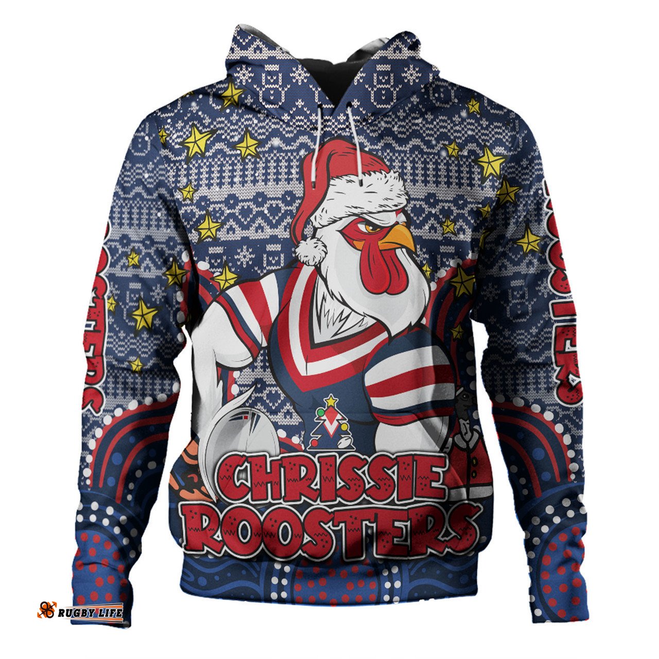 sydney roosters christmas custom hoodie - christmas knit patterns vintage jersey ugly hoodie