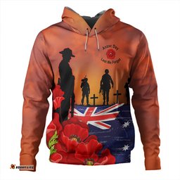 australia hoodie lest we forger soldiers flag with poppy flower