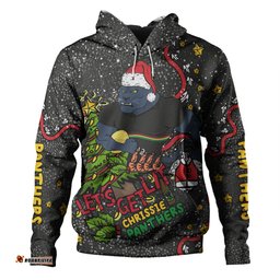 penrith panthers christmas custom hoodie - let's get lit chrisse pressie hoodie