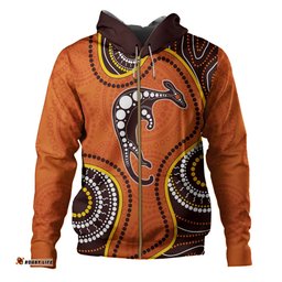 australia hoodie aboriginal art with kangaroo
