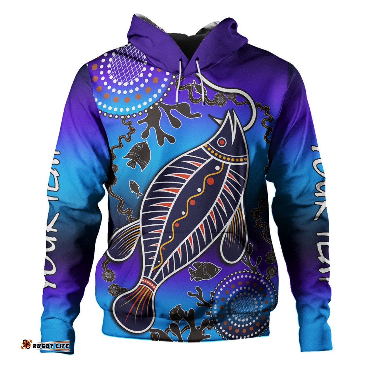 australia fishing aboriginal fishing custom hoodie - hooked on fishing with aboriginal patterns hoodie