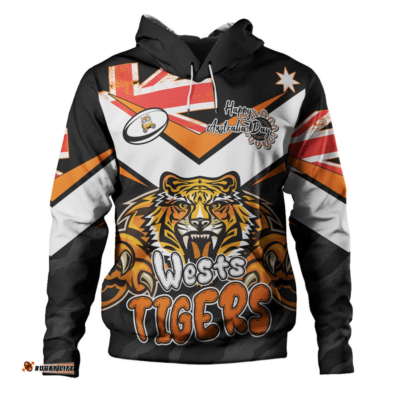 wests tigers hoodie - happy australia day we are one and free