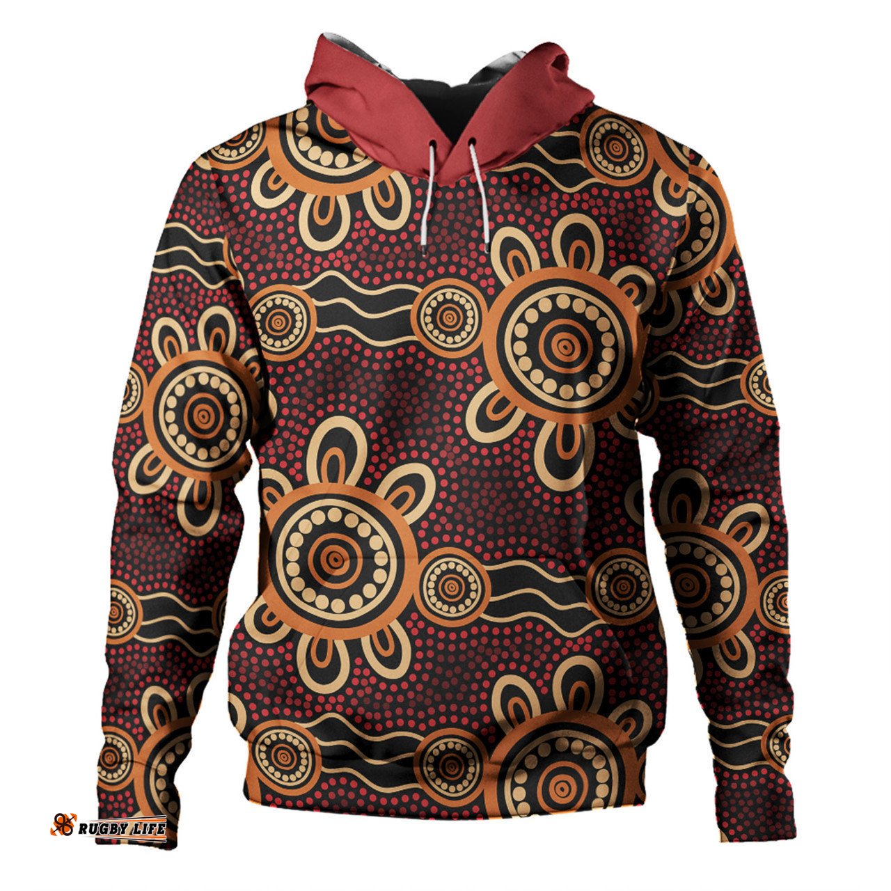 australia dot painting inspired aboriginal hoodie - aboriginal dot pattern painting art hoodie